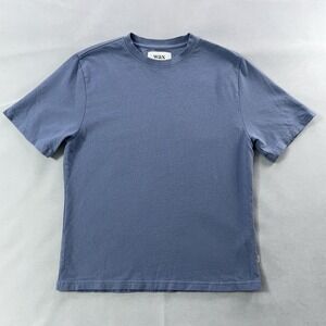 WAX London Organic Cotton T Shirt Men Small Blue Crew Neck Relaxed